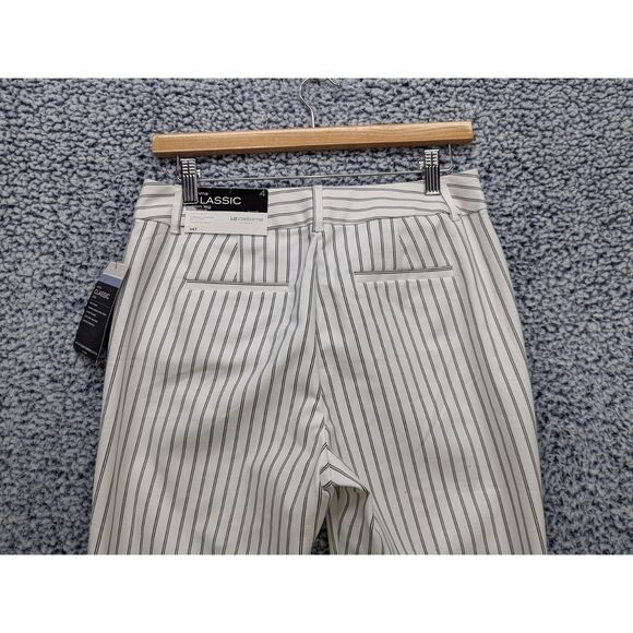NWT Liz Claibrone Career Emma Slim Leg Ankle Pants Size 4 Striped Stretch White - Picture 4 of 12